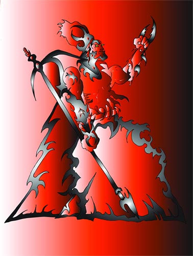 Red Guy with Spear Digital Art by Mystic Monk Cartoons